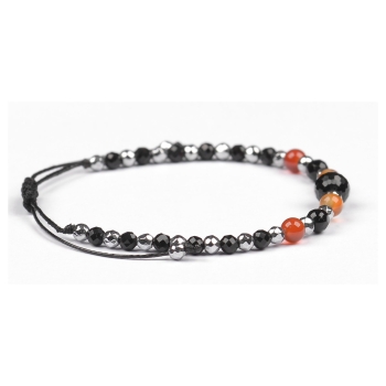 Bransoletka celebrytka czarny TURMALIN KARNEOL HEMATYT ochrona i miłość